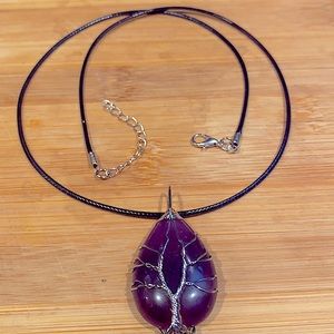 Handmade tree of life amethyst pendant necklace